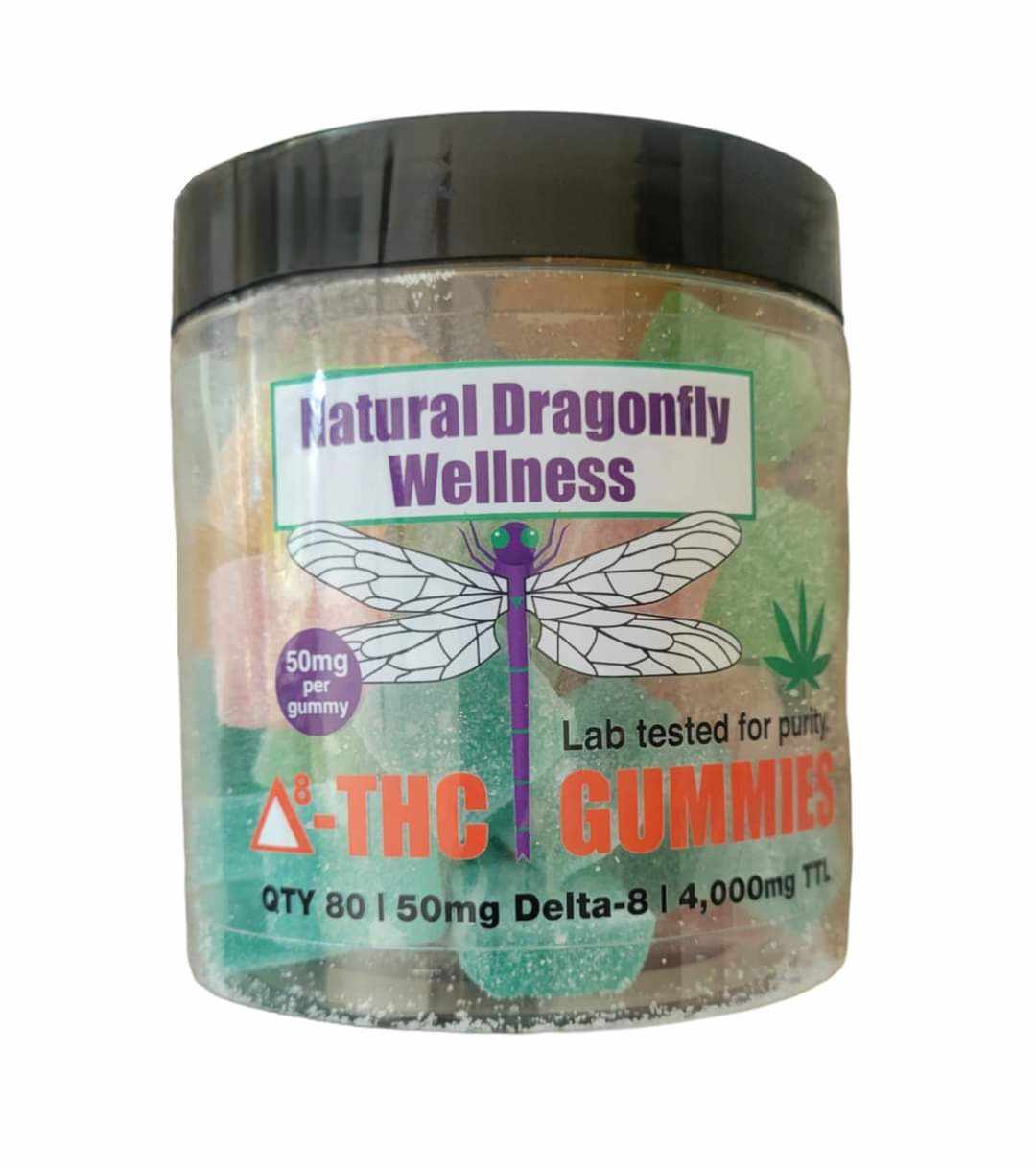 50mg Delta 8 Gummies Bulk Jar 80 Gummies Natural Dragonfly Wellness 6137